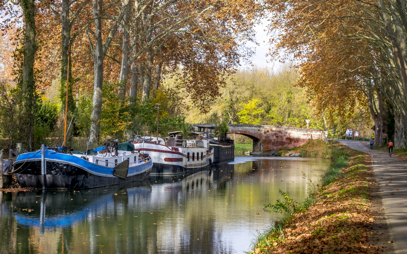 The Canal du Midi near Toulouse in autumn, in South of France