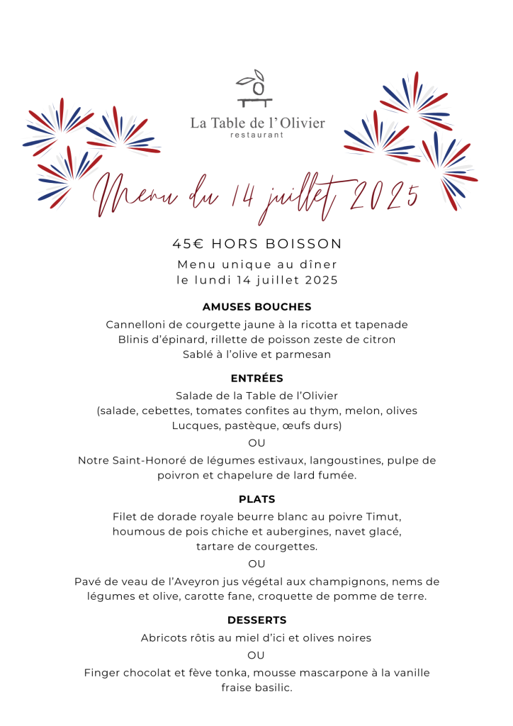 14 Juillet à Carcassonne – Une soirée aux premières loges du feu d’artifice ! menu feu menu feu